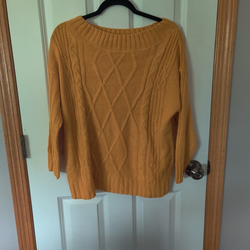 Cozy Cable Knit Sweater - Mustard